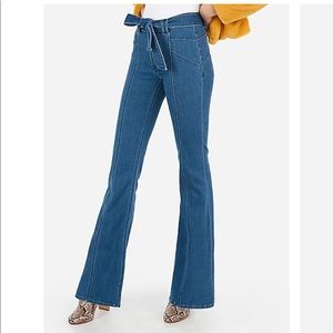 Express Super High Rise Belted Bell Flare